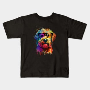 Colourful Cool Golden Doodle Dog with Sunglasses Kids T-Shirt